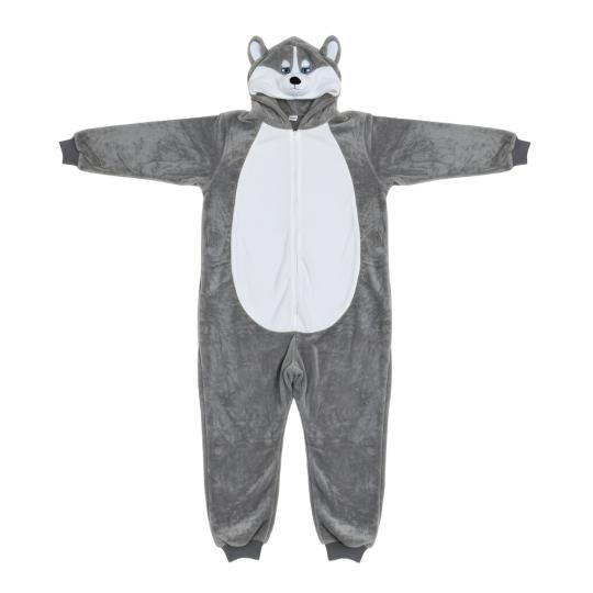 Piżama Onesie Kigurumi Kostium Przebranie Szary Husky, zdjęcie 4