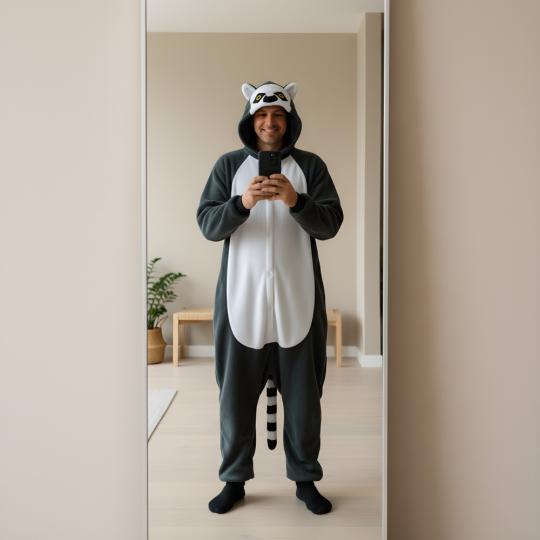 Piżama Onesie Kigurumi Kostium Przebranie Lemur, zdjęcie 5