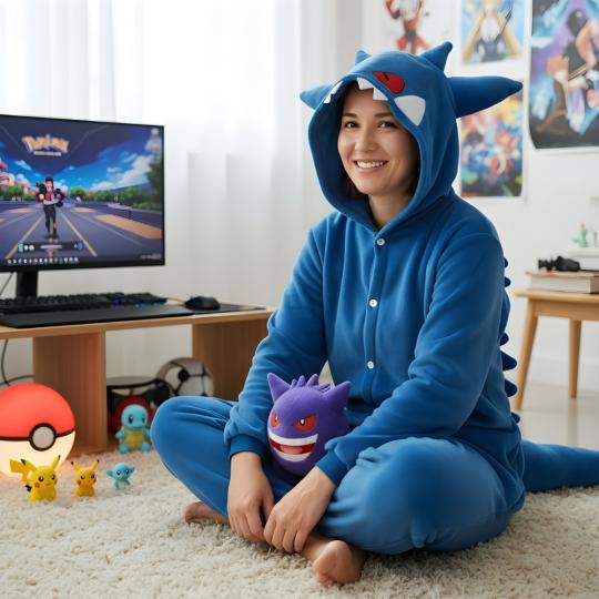 Piżama Onesie Kigurumi Kostium Pokemon Niebieski Gengar, zdjęcie 9