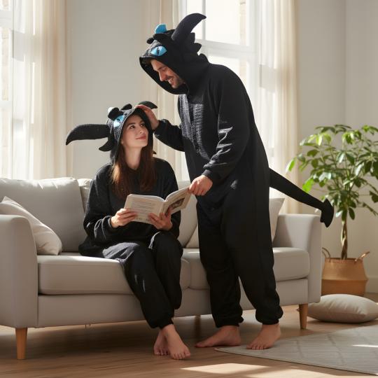 Piżama Onesie Kigurumi Przebranie Szczerbatek Niebieski, zdjęcie 5