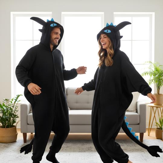 Piżama Onesie Kigurumi Przebranie Szczerbatek Niebieski, zdjęcie 9